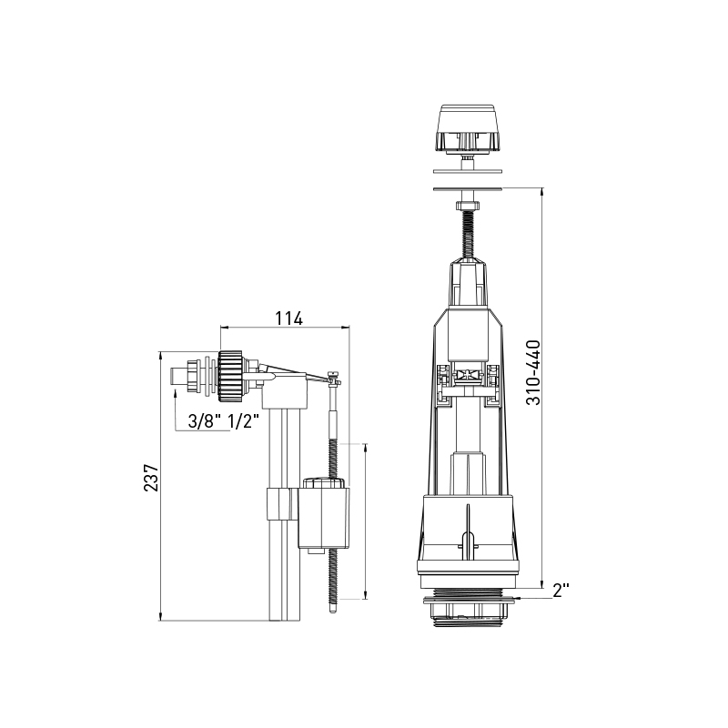 INLET MASTER FLOATER PUSH BUTTON MECHANISM - SINGLE PUSH MECHANISM WITH ...